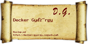 Decker György névjegykártya